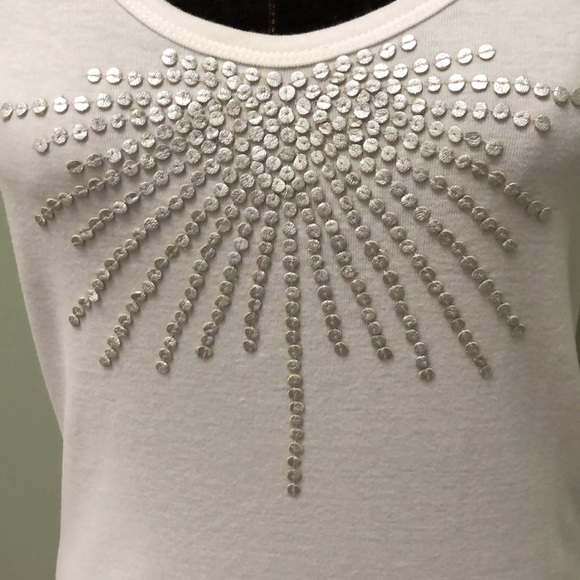 Tory Burch White Tank Top with Leather Sequins - Picture 2 of 10